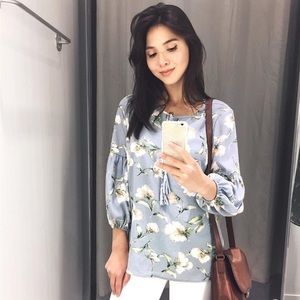 Blue floral blouse